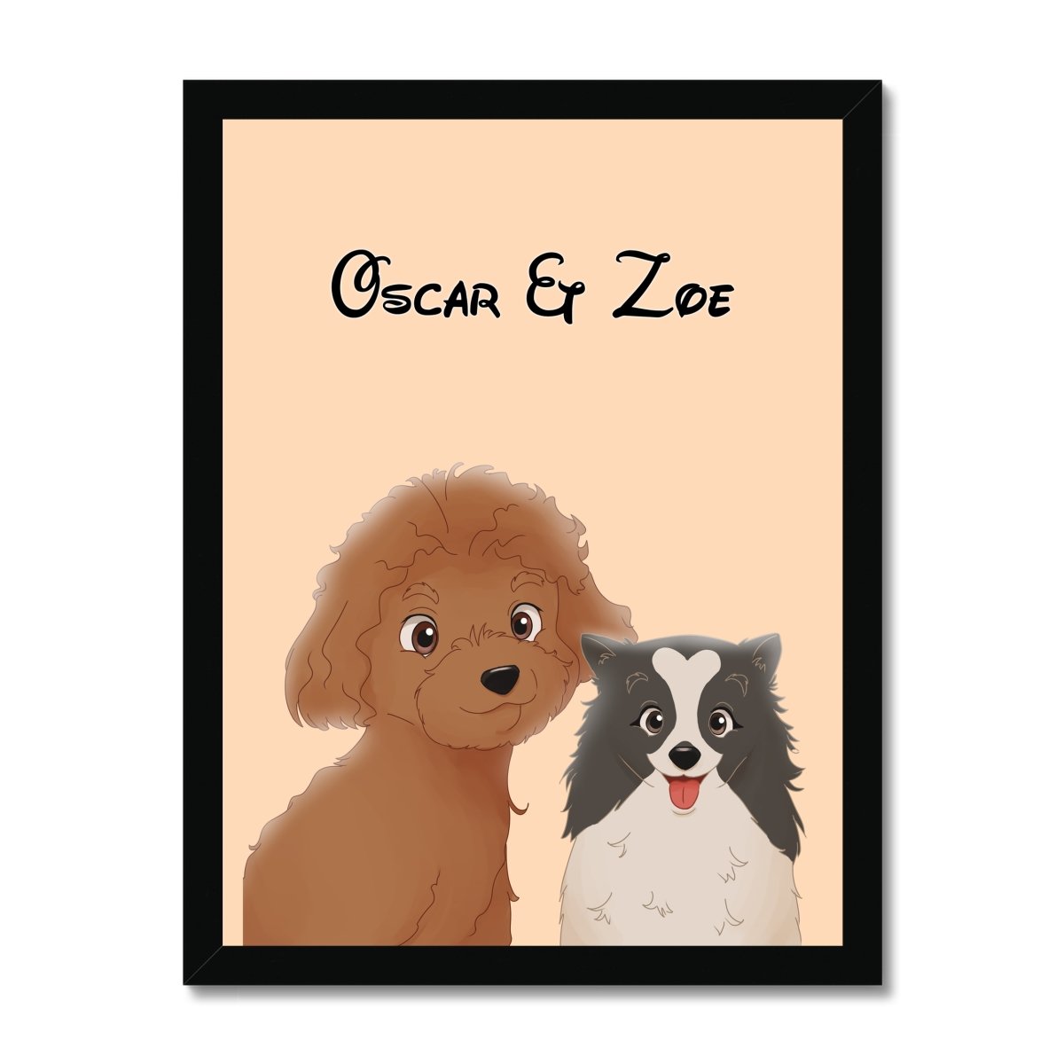 Cartoon: Custom Two Pet Portrait - Paw & Glory - Dog Portraits - Pet Portraits