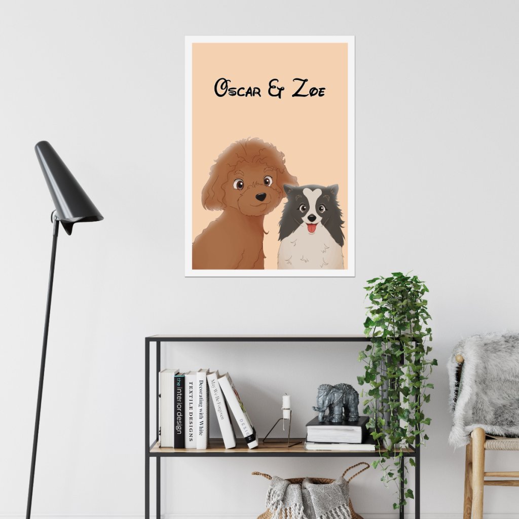 Pet Portraits | Cartoon: Custom Two Pet Poster | Paw & Glory