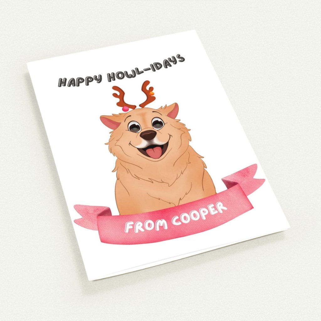 Pet Portraits | Cartoon Happy Howlidays Christmas Cards | Paw & Glory