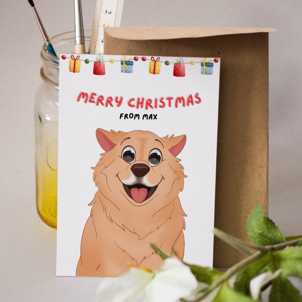 Cartoon Pet Christmas Cards - Paw & Glory - Dog Portraits - Pet Portraits