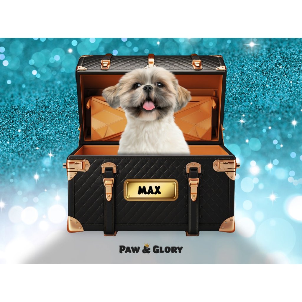 Pet Portraits | Chew-nel Luxury Trunk: Custom Digital Download Pet Portrait | Paw & Glory