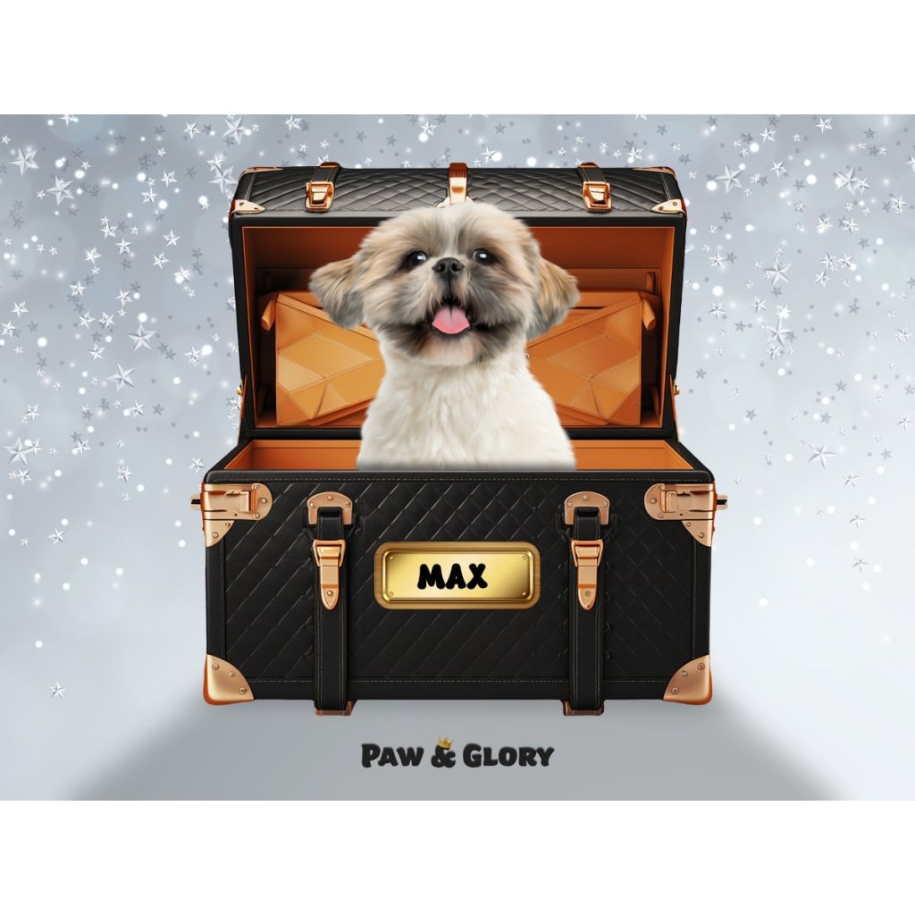Pet Portraits | Chew-nel Luxury Trunk: Custom Digital Download Pet Portrait | Paw & Glory
