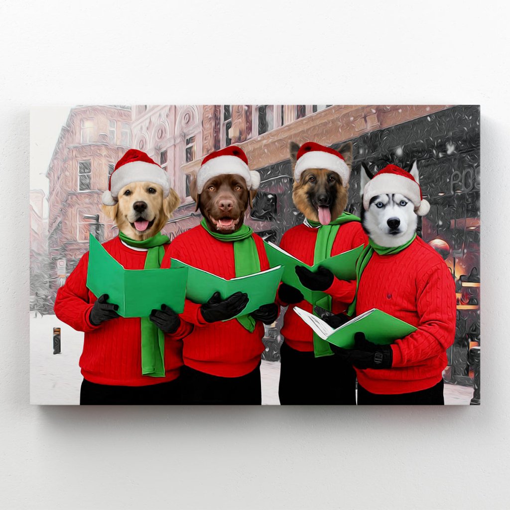 Pet Portraits | Christmas Choir: Custom Pet Canvas | Paw & Glory