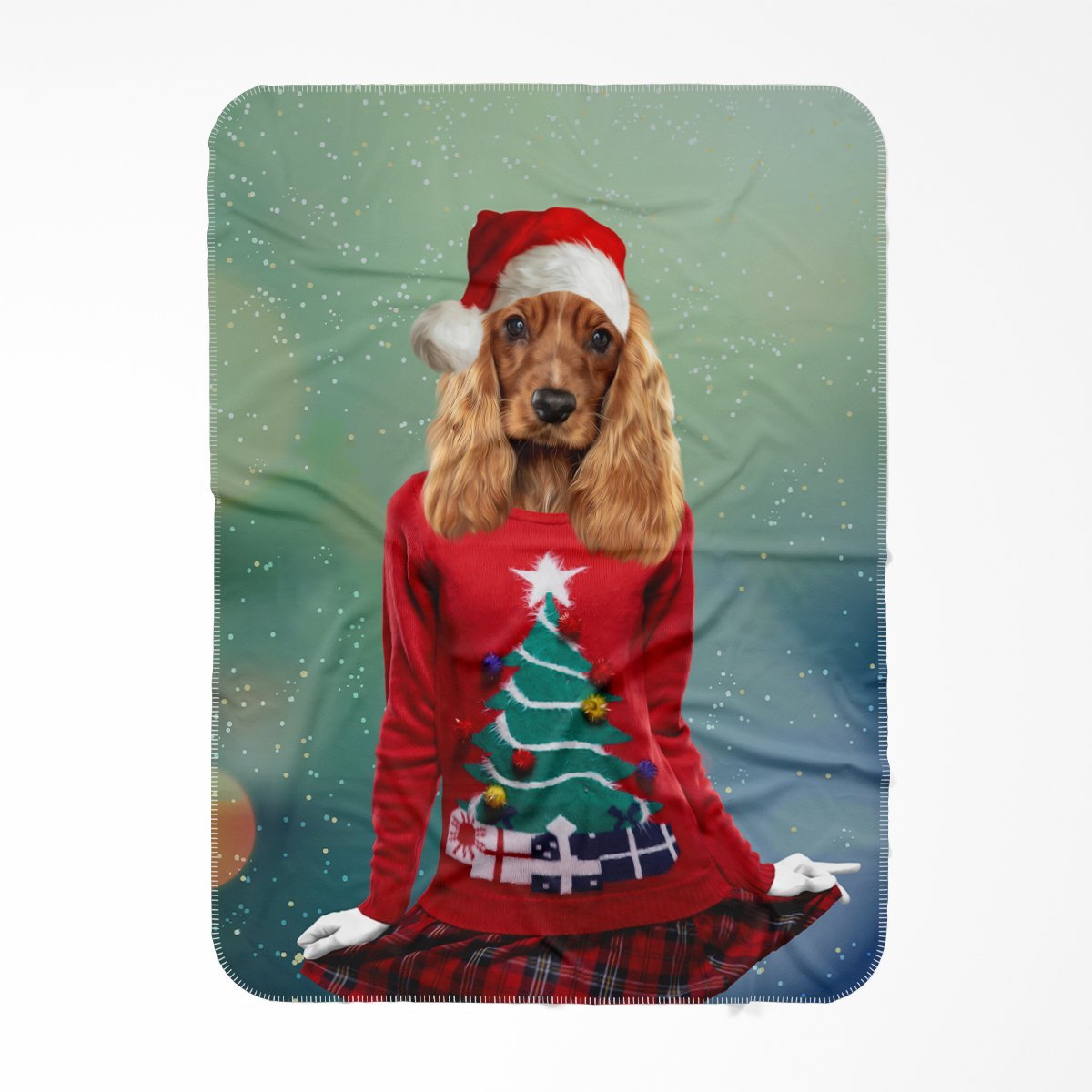 Pet Portraits | Christmas Jumper Chick: Custom Pet Blanket | Paw & Glory