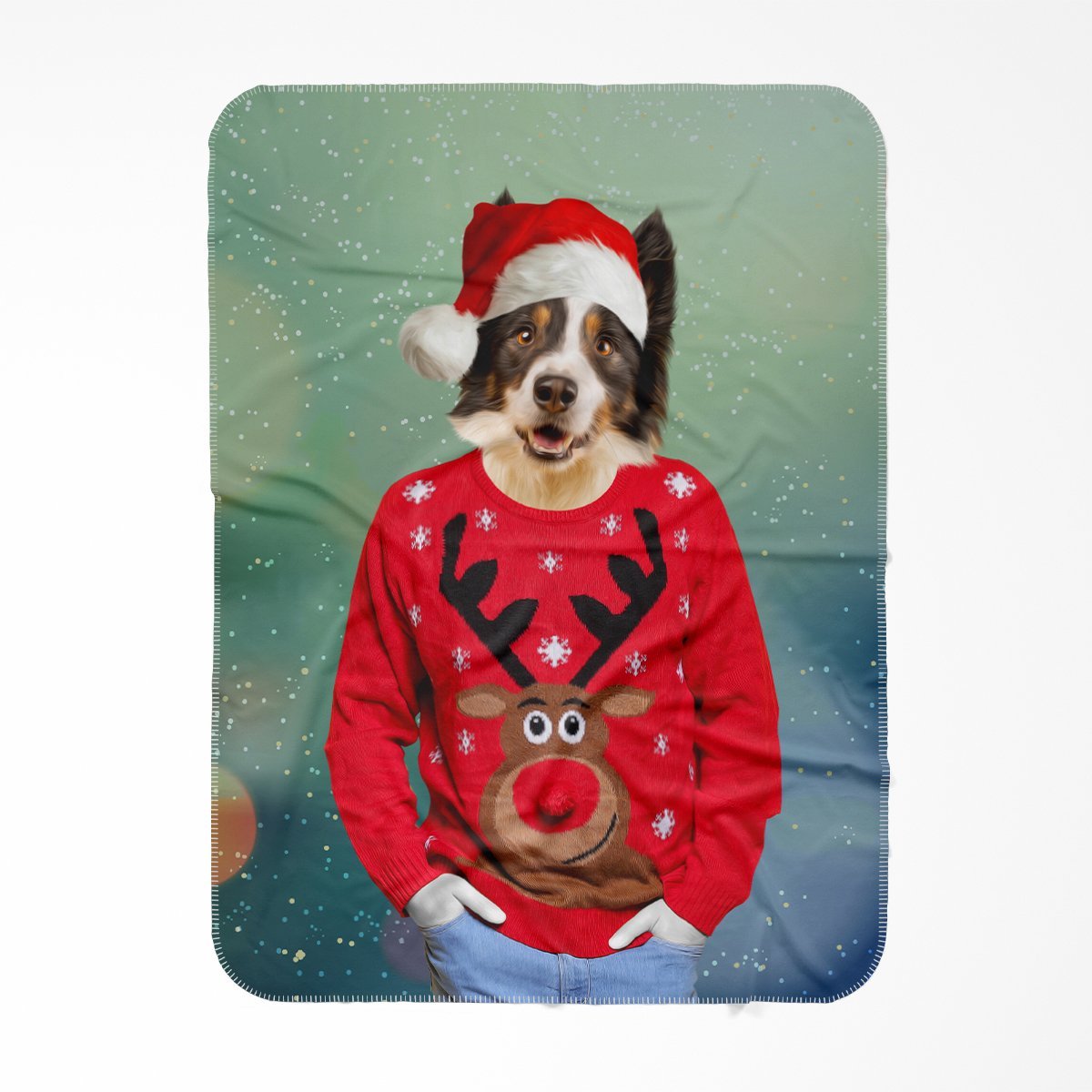 Pet Portraits | Christmas Jumper Dude: Custom Pet Blanket | Paw & Glory