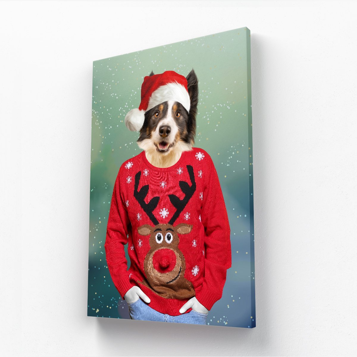 Pet Portraits | Christmas Jumper Dude: Custom Pet Canvas | Paw & Glory