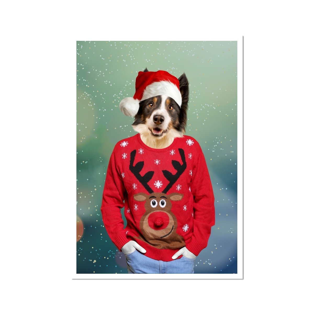 Pet Portraits | Christmas Jumper Dude: Custom Pet Poster | Paw & Glory