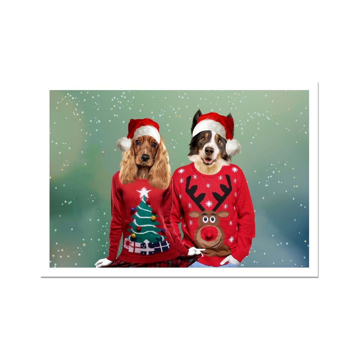 Pet Portraits | Christmas Jumper Duo: Custom Pet Poster | Paw & Glory