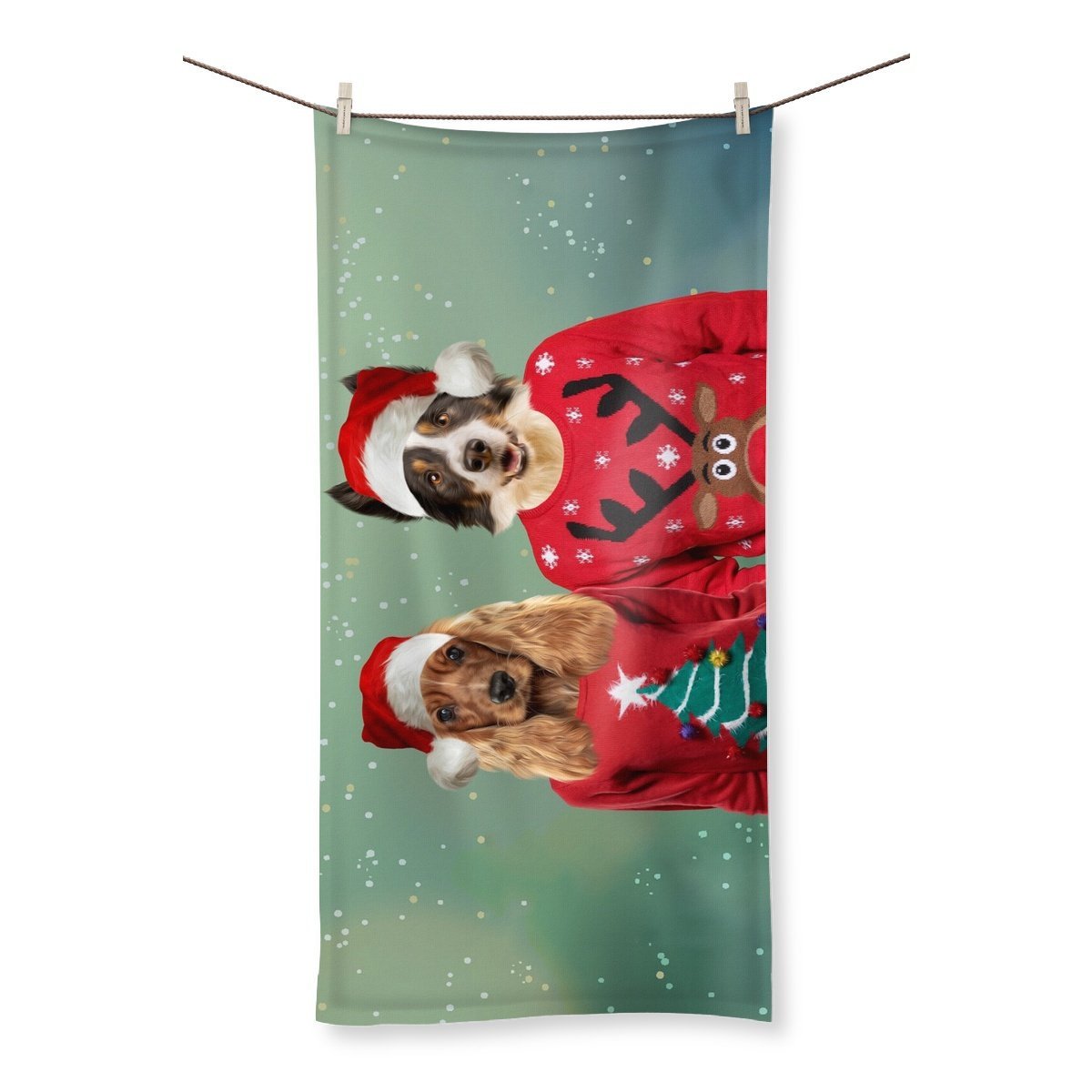 Christmas Jumper Duo: Custom Pet Towel - Paw & Glory - Dog Portraits - Pet Portraits