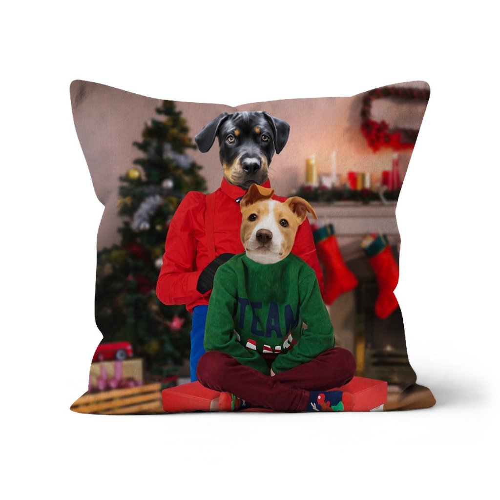 Pet Portraits | Christmas Mama & Child: Custom Pet Pillow | Paw & Glory