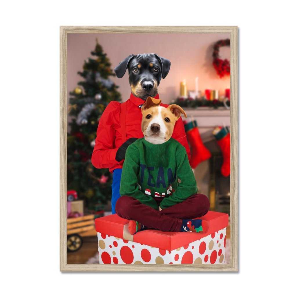 Pet Portraits | Christmas Mama & Child: Custom Pet Portrait | Paw & Glory