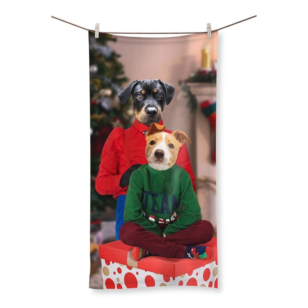 Pet Portraits | Christmas Mama & Child: Custom Pet Towel | Paw & Glory