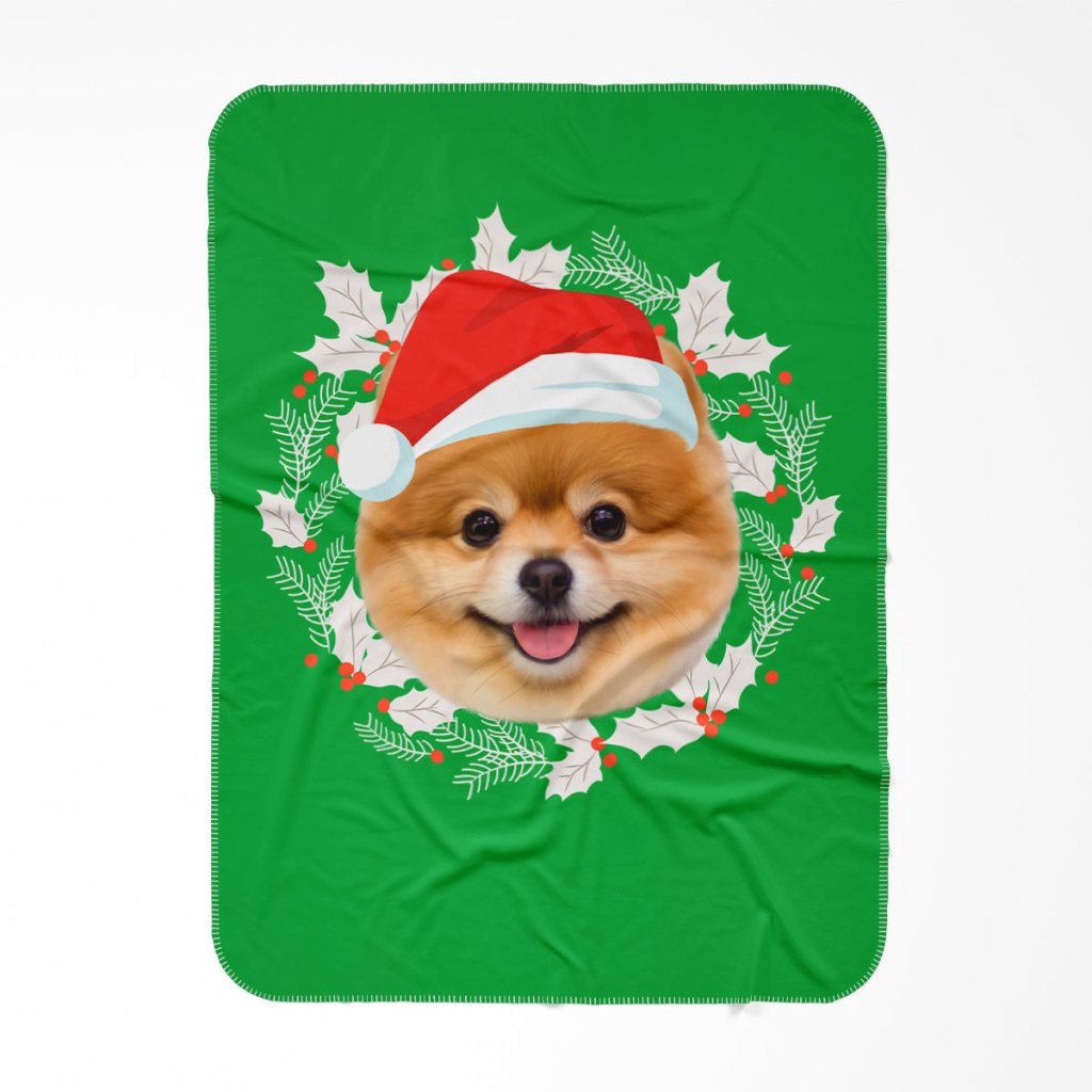 Pet Portraits | Christmas Wreath: Minimalist Custom Pet Blanket | Paw & Glory