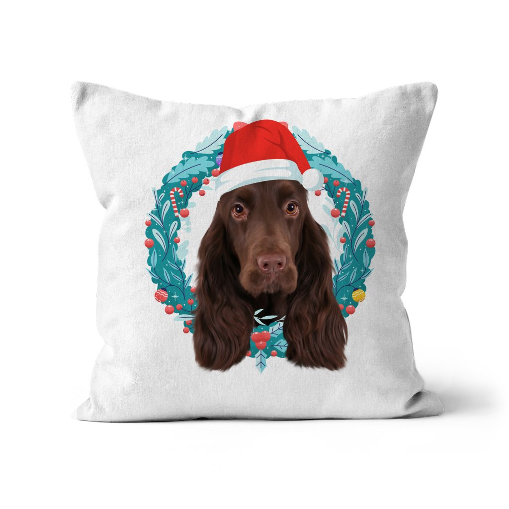 Pet Portraits | Christmas Wreath: Minimalist Custom Pet Pillow | Paw & Glory