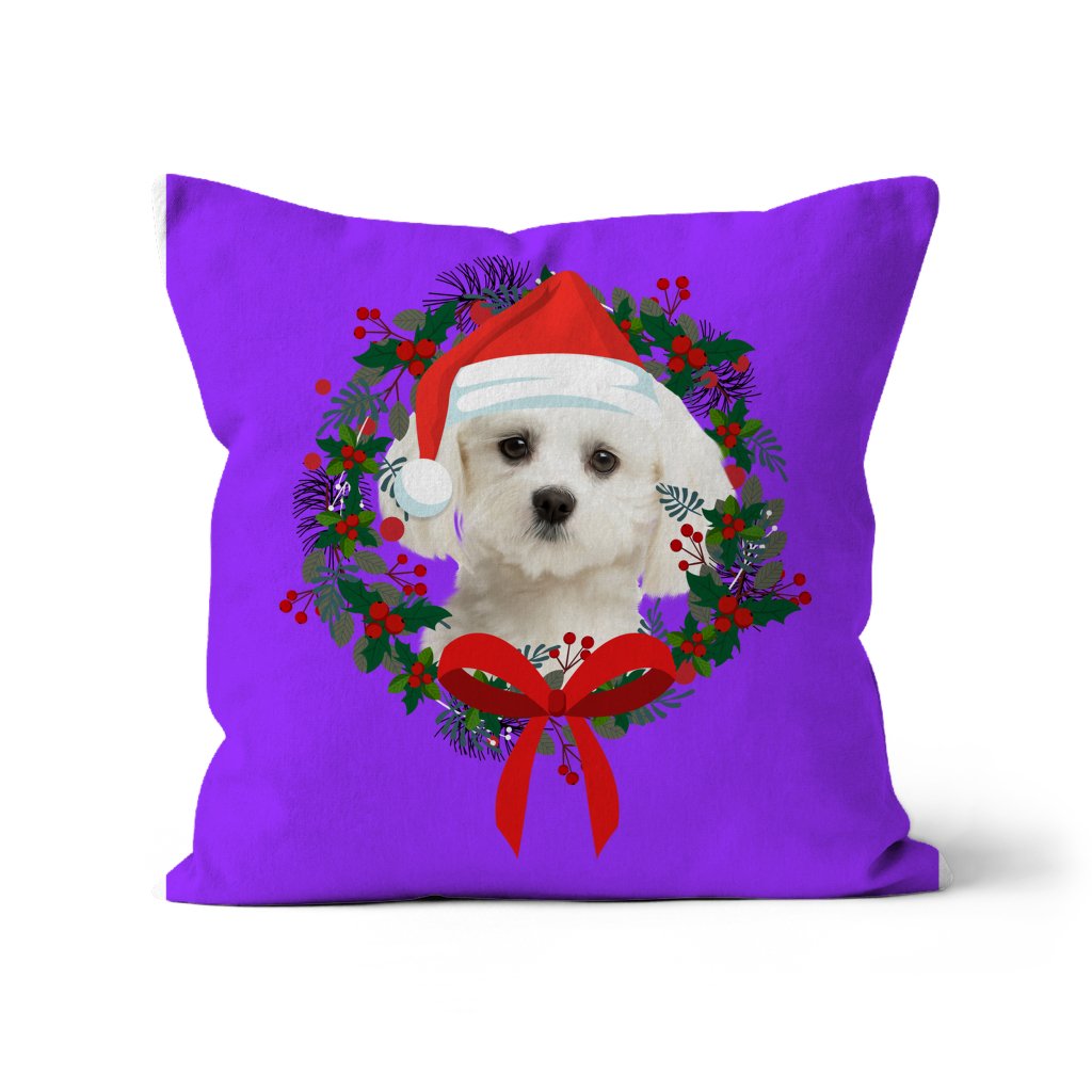 Pet Portraits | Christmas Wreath: Minimalist Custom Pet Pillow | Paw & Glory