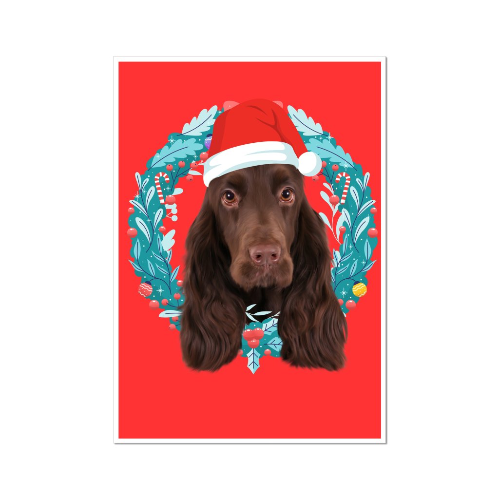Pet Portraits | Christmas Wreath: Minimalist Custom Pet Poster | Paw & Glory