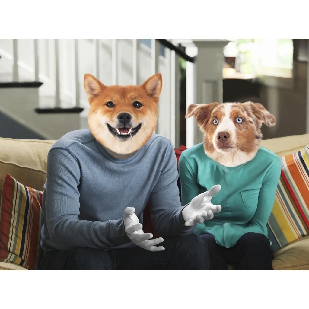 Claire & Phil (Modern Family Inspired): Custom Digital Download Pet Portrait - Paw & Glory - Dog Portraits - Pet Portraits