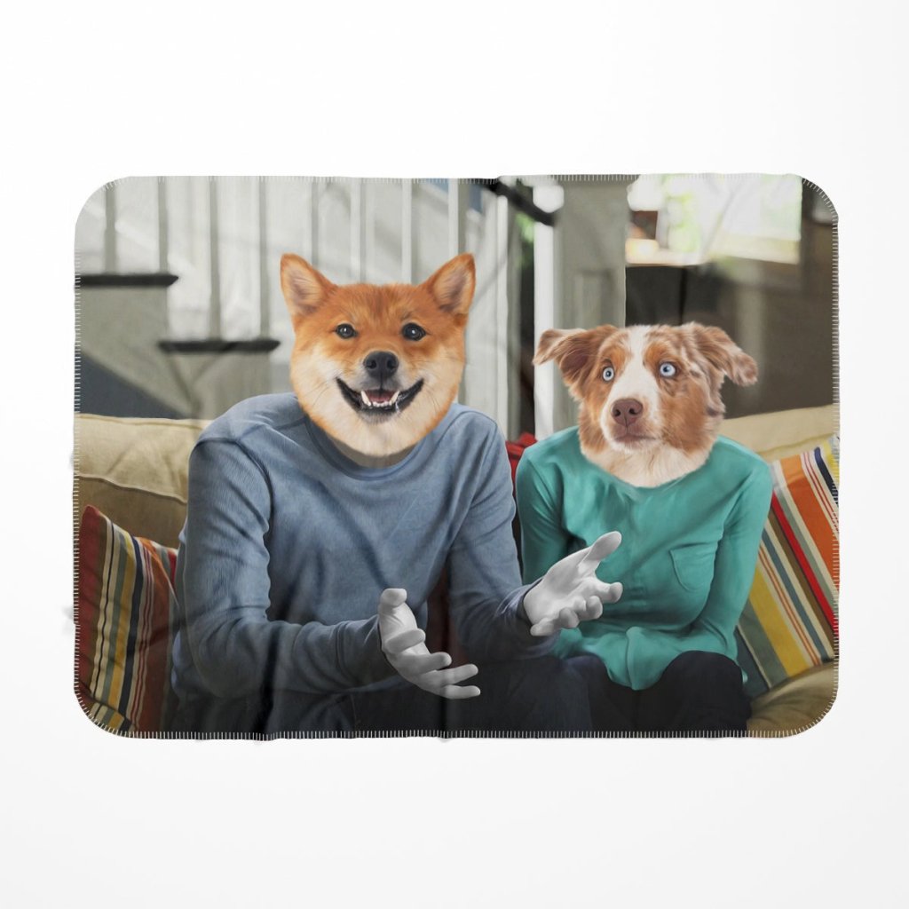 Family Sitcom Couple Custom Pet Blanket | Personalized Pet Gift | Paw & Glory