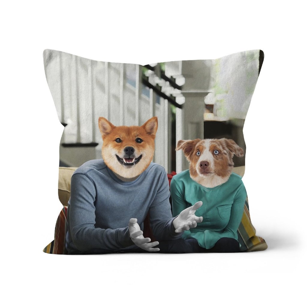 Family Sitcom Couple Custom Pet Pillow | Personalised Pet Gift | Paw & Glory