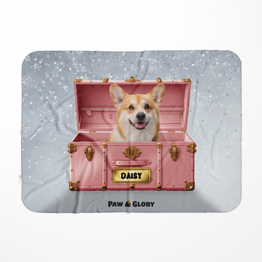 Pet Portraits | Cotton Candy Pink Luxury Trunk: Custom Pet Blanket | Paw & Glory