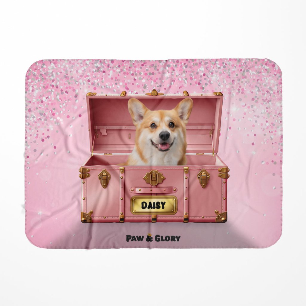 Pet Portraits | Cotton Candy Pink Luxury Trunk: Custom Pet Blanket | Paw & Glory