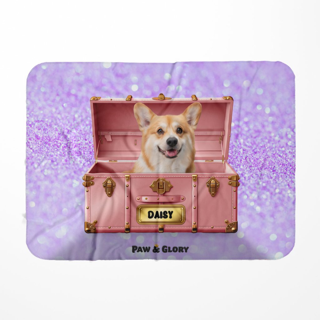 Pet Portraits | Cotton Candy Pink Luxury Trunk: Custom Pet Blanket | Paw & Glory