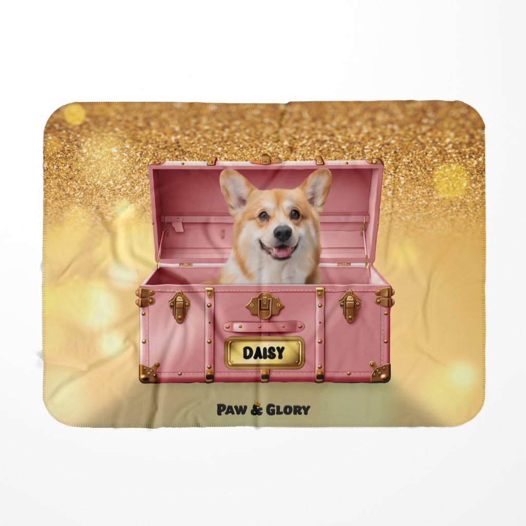 Pet Portraits | Cotton Candy Pink Luxury Trunk: Custom Pet Blanket | Paw & Glory