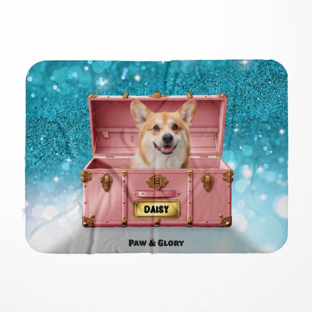 Pet Portraits | Cotton Candy Pink Luxury Trunk: Custom Pet Blanket | Paw & Glory