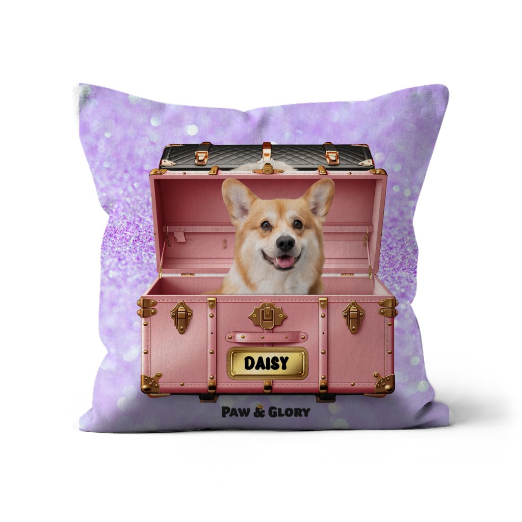 Pet Portraits | Cotton Candy Pink Luxury Trunk: Custom Pet Pillow | Paw & Glory