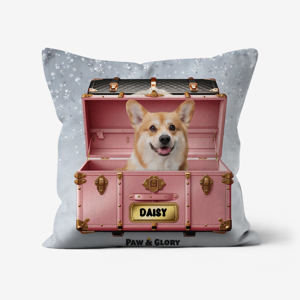 Pet Portraits | Cotton Candy Pink Luxury Trunk: Custom Pet Pillow | Paw & Glory