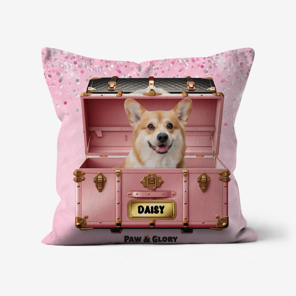 Pet Portraits | Cotton Candy Pink Luxury Trunk: Custom Pet Pillow | Paw & Glory