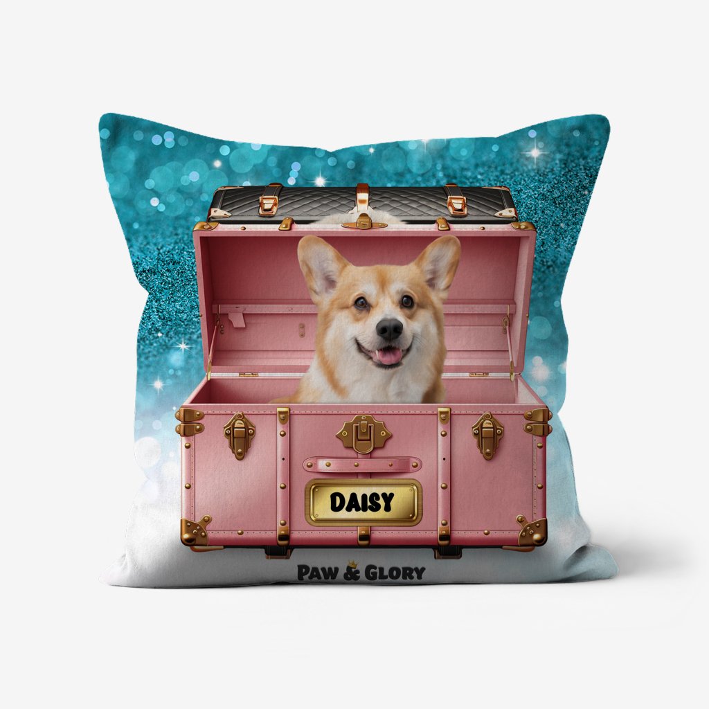 Pet Portraits | Cotton Candy Pink Luxury Trunk: Custom Pet Pillow | Paw & Glory