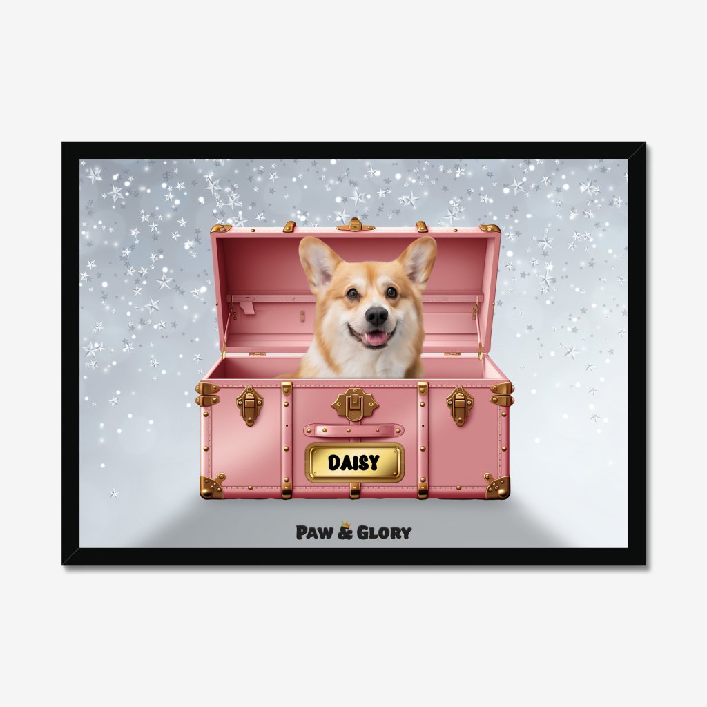 Pet Portraits | Cotton candy pink Luxury Trunk: Custom Pet Portrait | Paw & Glory