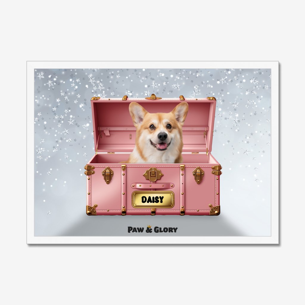 Pet Portraits | Cotton candy pink Luxury Trunk: Custom Pet Portrait | Paw & Glory