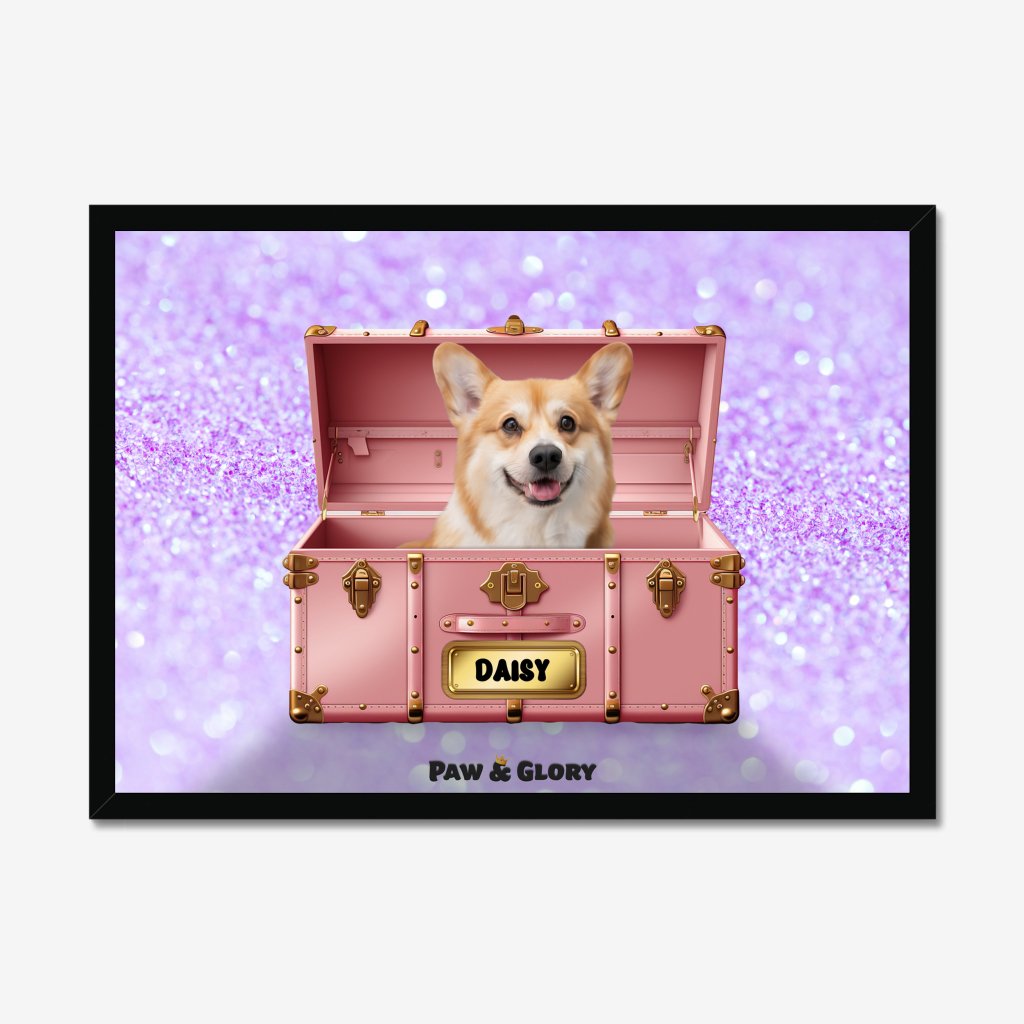 Pet Portraits | Cotton candy pink Luxury Trunk: Custom Pet Portrait | Paw & Glory