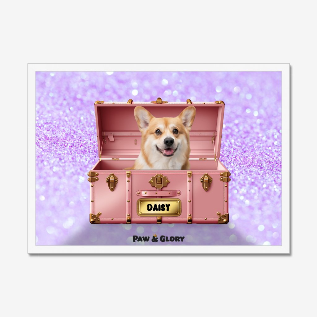 Pet Portraits | Cotton candy pink Luxury Trunk: Custom Pet Portrait | Paw & Glory