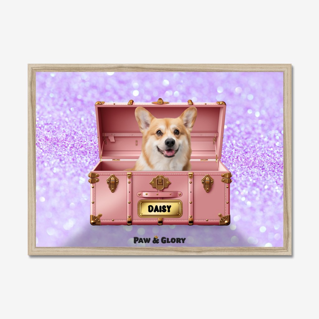 Pet Portraits | Cotton candy pink Luxury Trunk: Custom Pet Portrait | Paw & Glory