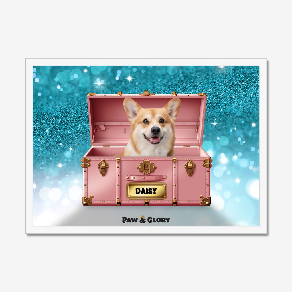 Pet Portraits | Cotton candy pink Luxury Trunk: Custom Pet Portrait | Paw & Glory