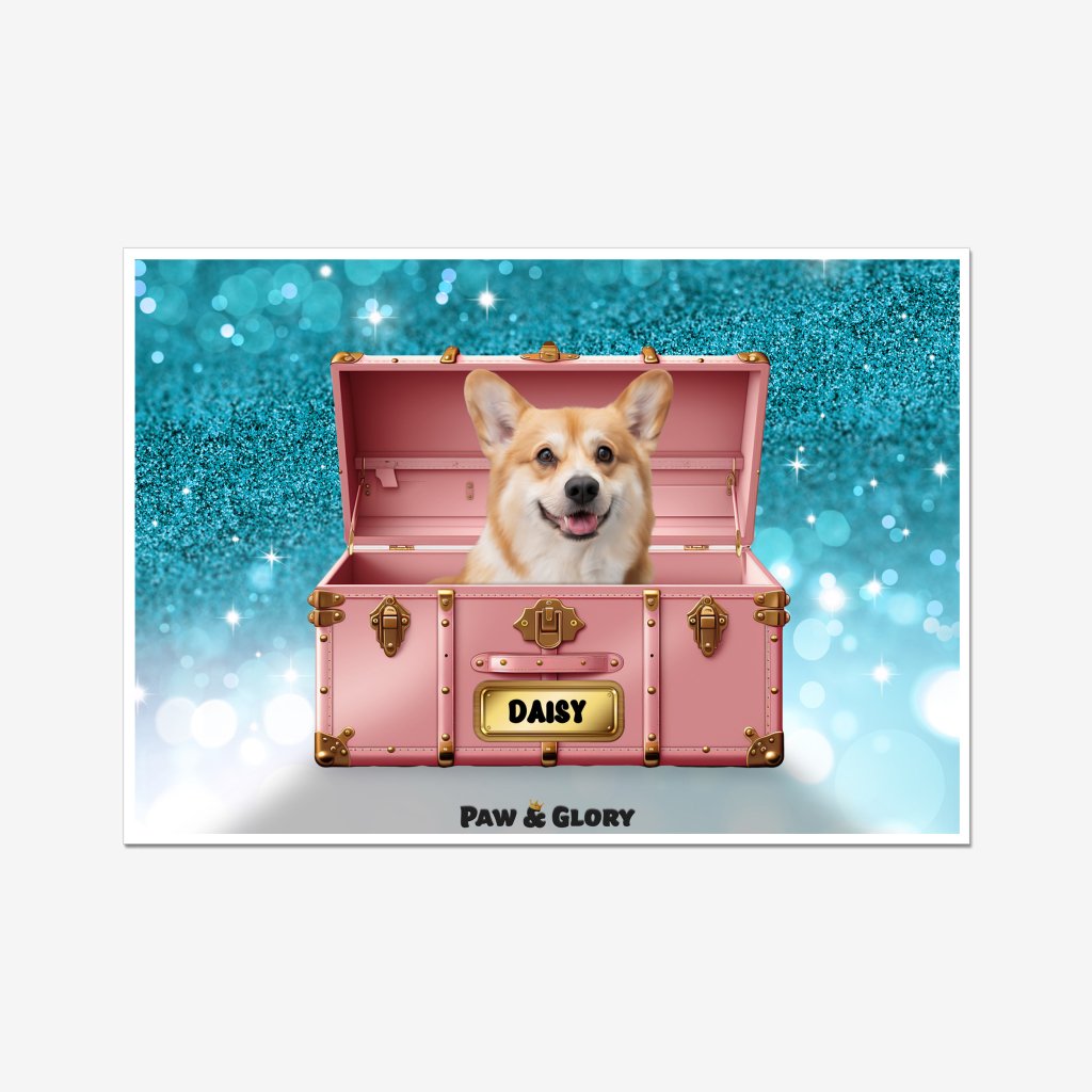 Cotton candy pink Luxury Trunk: Custom Pet Portrait - Paw & Glory - Dog Portraits - Pet Portraits