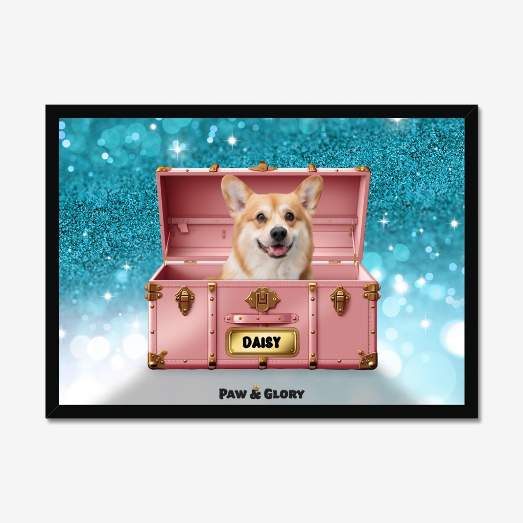Pet Portraits | Cotton candy pink Luxury Trunk: Custom Pet Portrait | Paw & Glory