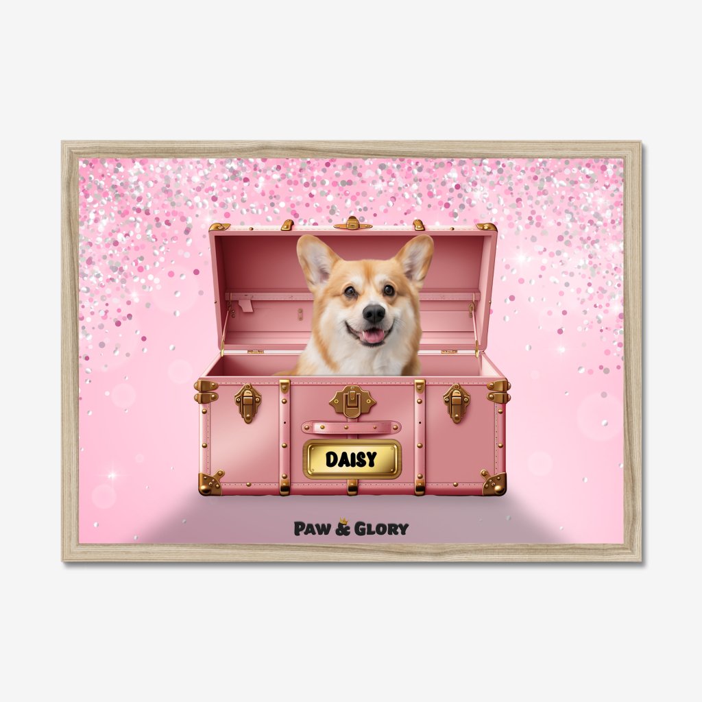 Pet Portraits | Cotton candy pink Luxury Trunk: Custom Pet Portrait | Paw & Glory