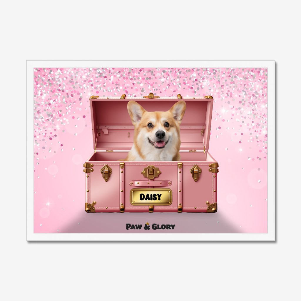 Pet Portraits | Cotton candy pink Luxury Trunk: Custom Pet Portrait | Paw & Glory