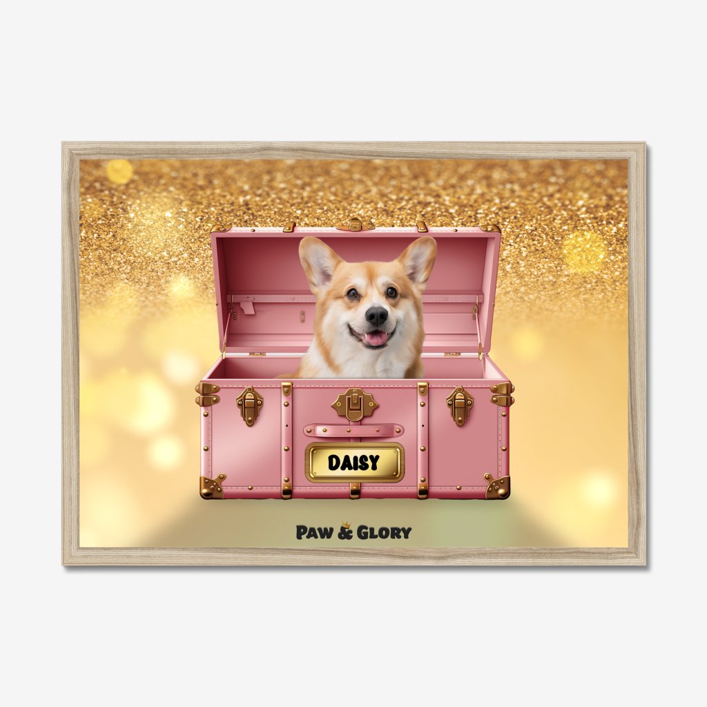 Pet Portraits | Cotton candy pink Luxury Trunk: Custom Pet Portrait | Paw & Glory