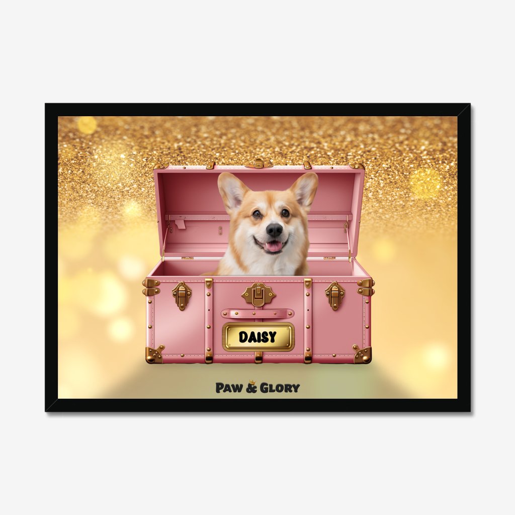 Pet Portraits | Cotton candy pink Luxury Trunk: Custom Pet Portrait | Paw & Glory