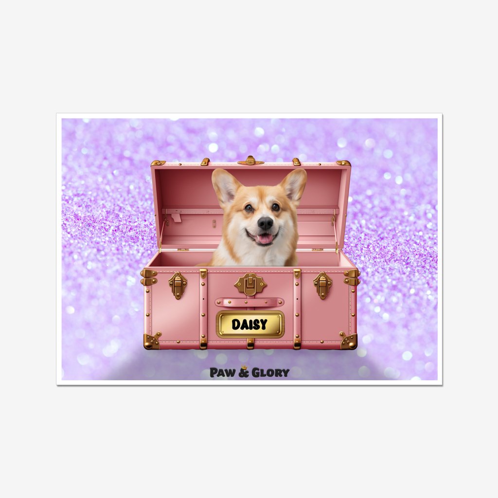 Pet Portraits | Cotton candy pink Luxury Trunk: Custom Pet Portrait | Paw & Glory