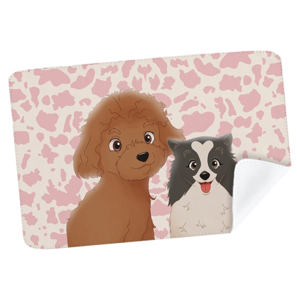 Pet Portraits | Custom Cartoon: Pet Portrait Fleece Blanket | Paw & Glory