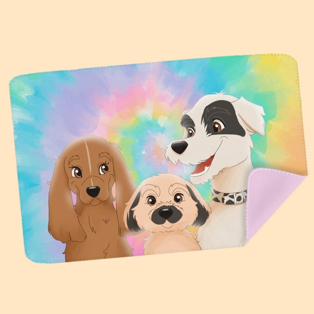 Pet Portraits | Custom Cartoon: Pet Portrait Fleece Blanket | Paw & Glory