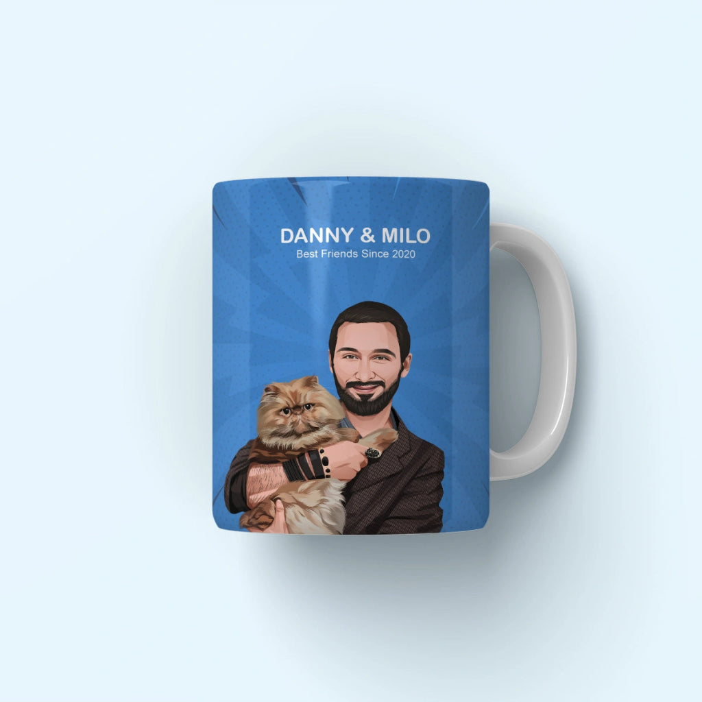 Pet Portraits | Custom Dad and Pet Together: Modern Pet Owner Coffee Mug | Paw & Glory