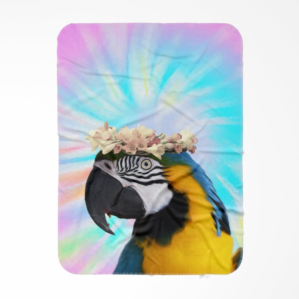 Pet Portraits | Custom Minimalist Flower Bud Crown: Pet Portrait Fleece Blanket | Paw & Glory