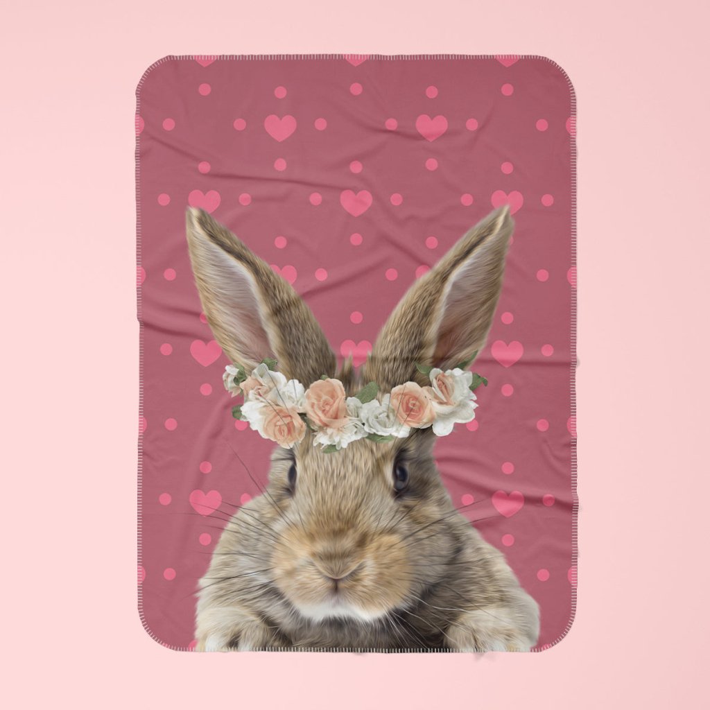 Pet Portraits | Custom Minimalist Full Blossom Crown: Pet Portrait Fleece Blanket | Paw & Glory
